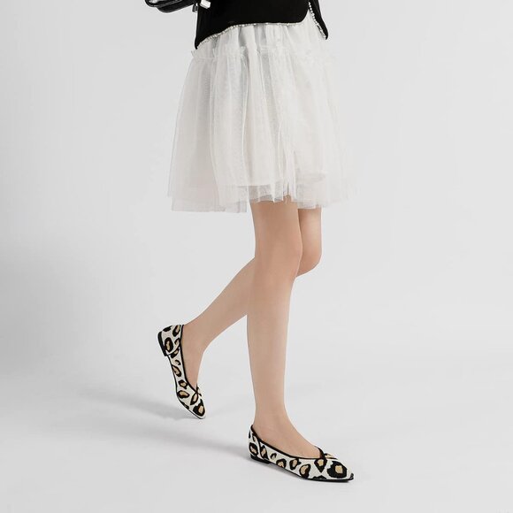 Women Pointed Toe Ballet Leopard Flat Comfortable Casual Dressy Office Shoes - Picture 5 of 6